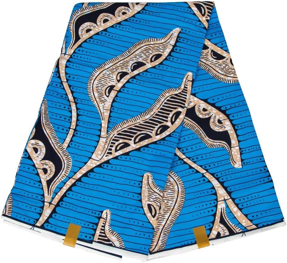 HollandaisWax African Print Fabric 6 Yards Batik Ankara Polyester Kente Cloth for Handmade Sewing Dress 6490