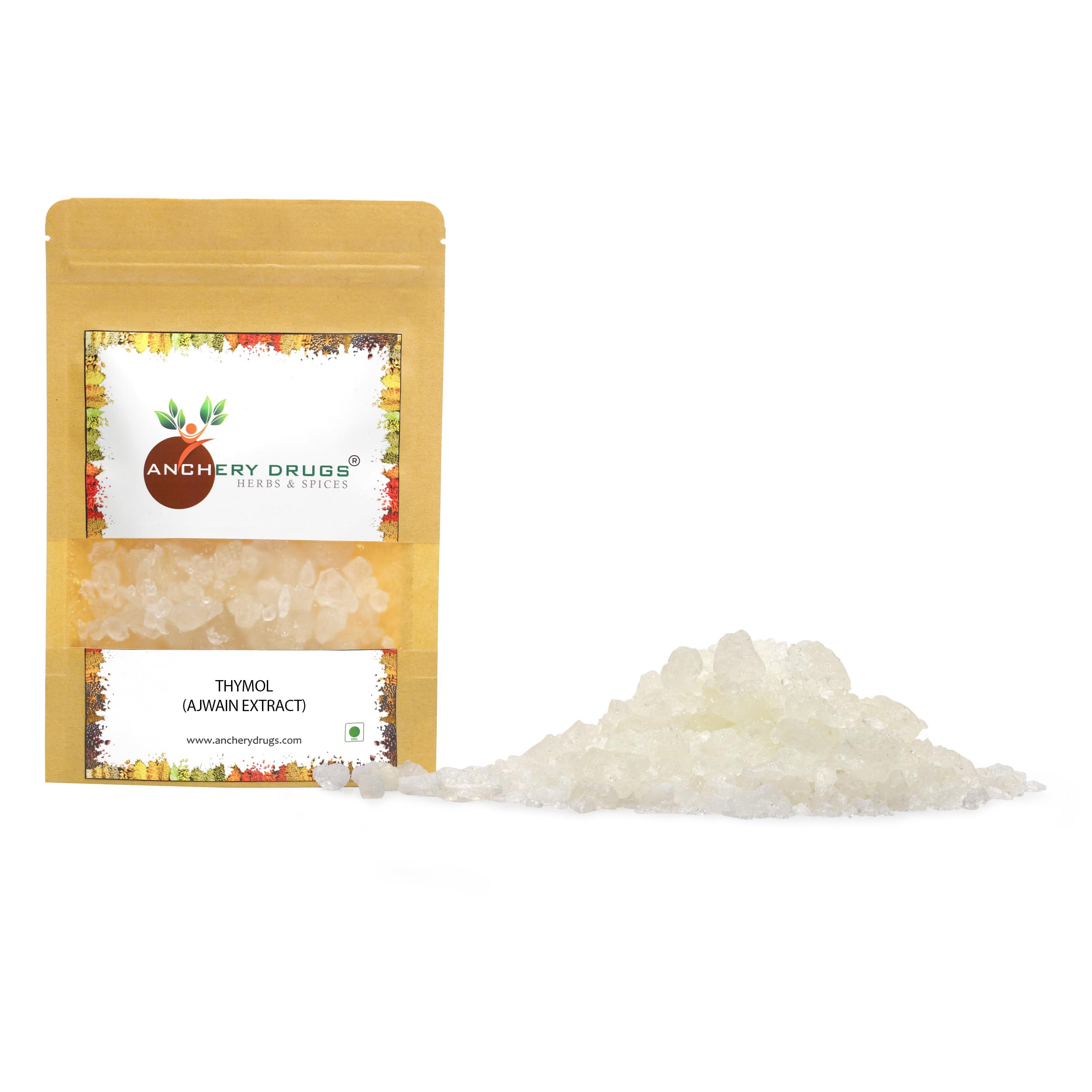 ANCHERY DRUGS Thymol Crystals, Thymus Vulgaris Extract, Ajwain extract (500 gms)