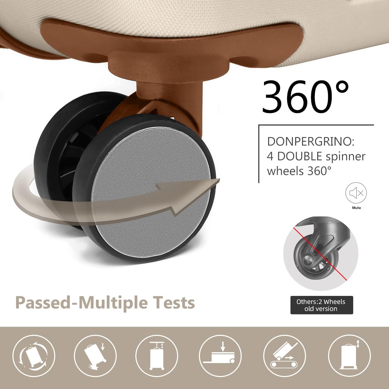 LARVENDER Luggage Sets for Women 6 Piece Hardside Expandable Suitcases with Wheels TSA Lock, Lightweight Travel Carry On Suitcase Set with Two Cosmetic Cases, White Brown