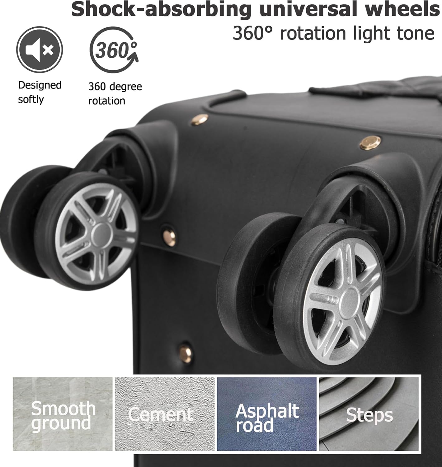 feilario 24in 2 Piece Set Travel Leather Softside Carry On Luggage Double Spinner Wheels Checked Suitcase - Image 3