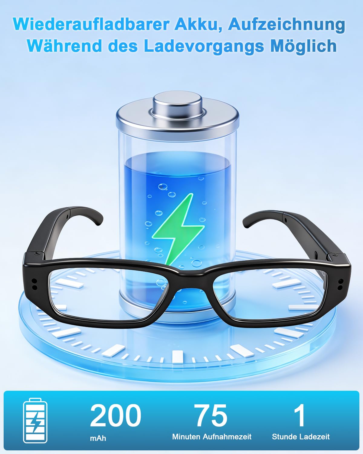 Mini Kamera 16GB, Kleine Brillenkamera Sportkamera Action Cam, MicroVideokamera 1080P HD, Tragbare Actionkamera Mikro Körperkamera Bodycam für Outdoor Aktivitäten Radfahren, Wandern, Foto und Video