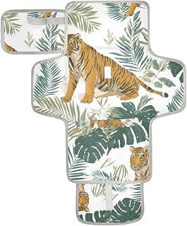 Wild Tiger and Green Leaves (2) Portable Diaper Changing Pad for Newborn Girl & Boy - Baby Changing Pad Lightweight Waterproof Travel Changing Kit