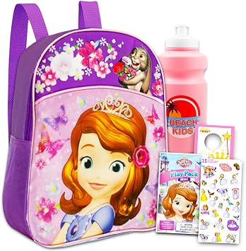 Disney Sofia the First Preschool Backpack for Toddlers Set - 11" Travel Bundle Sofia the First Bag, Coloring Book, More | Disney Travel Accessories