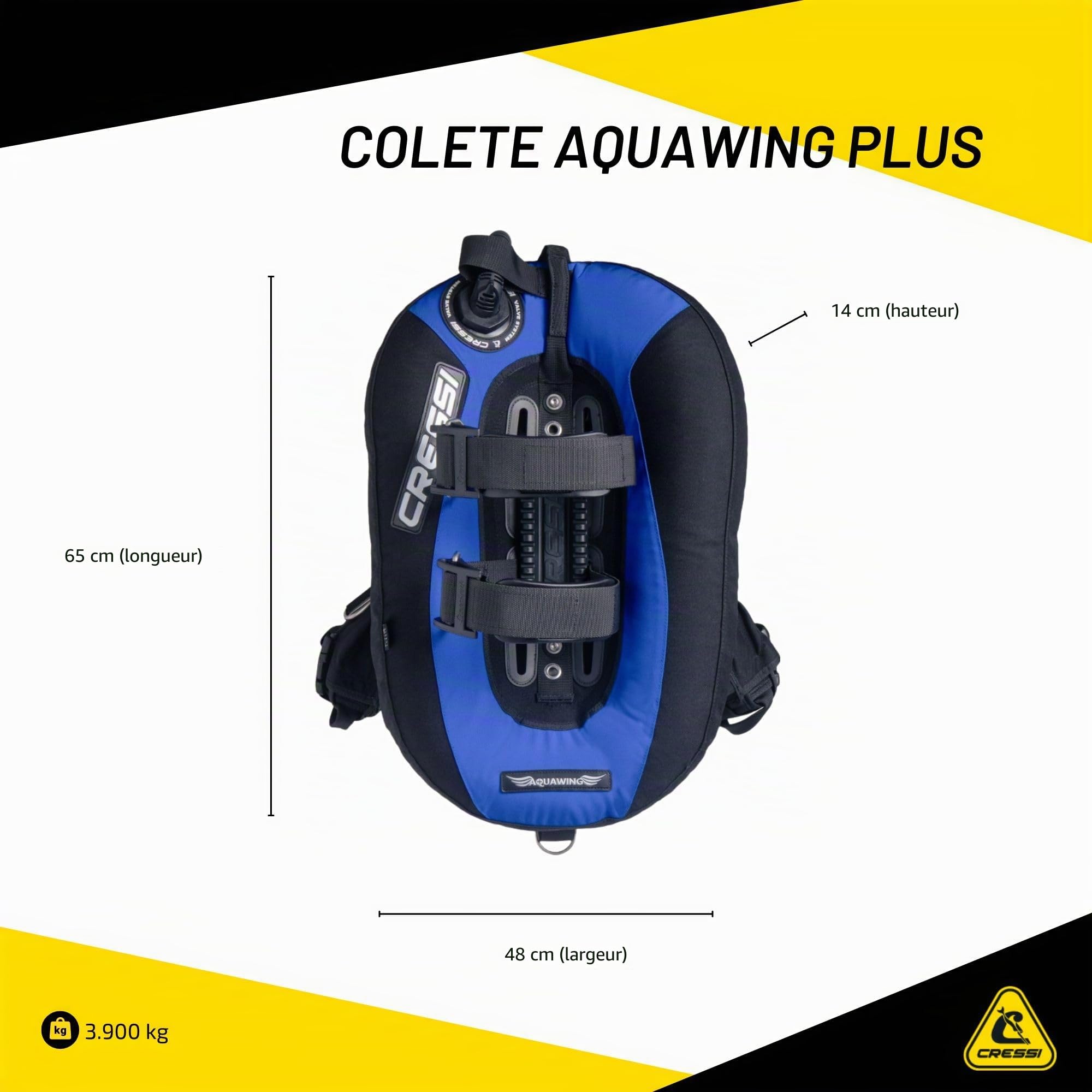 Cressi Aquawing BCD Gilet Stabilisateur pour Plongée Unisex-Adult, Noir, XS/XL