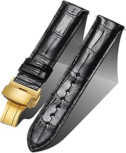 BINLUN Horlogebandje van Echt Alligator 18 19 20 21 22 24mm Horlogeband van Crocodile Leren Horlogebanden Vlindersluiting met Snelsluiting 3 Kleuren Handgemaakt Klassiek en Stijlvol