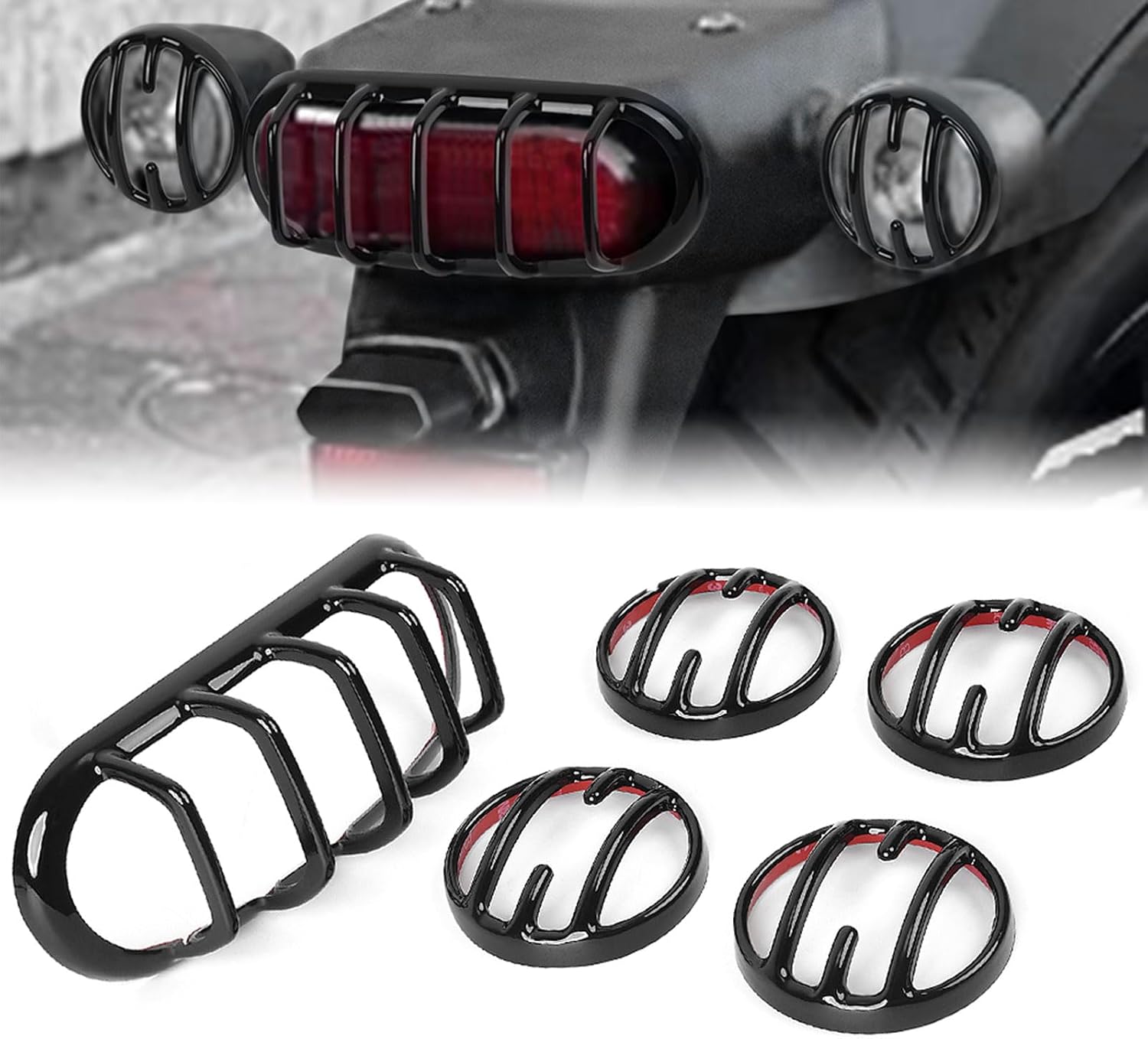 Motorcycle Rebel 500 Headlight Mesh Grill Protector,Front Rear turn signals protection covers fit for HO&N&DA Rebel CMX 250 CMX 300 CMX 500 CMX 1100 2020-2025 (Gloss black-5 PCS)