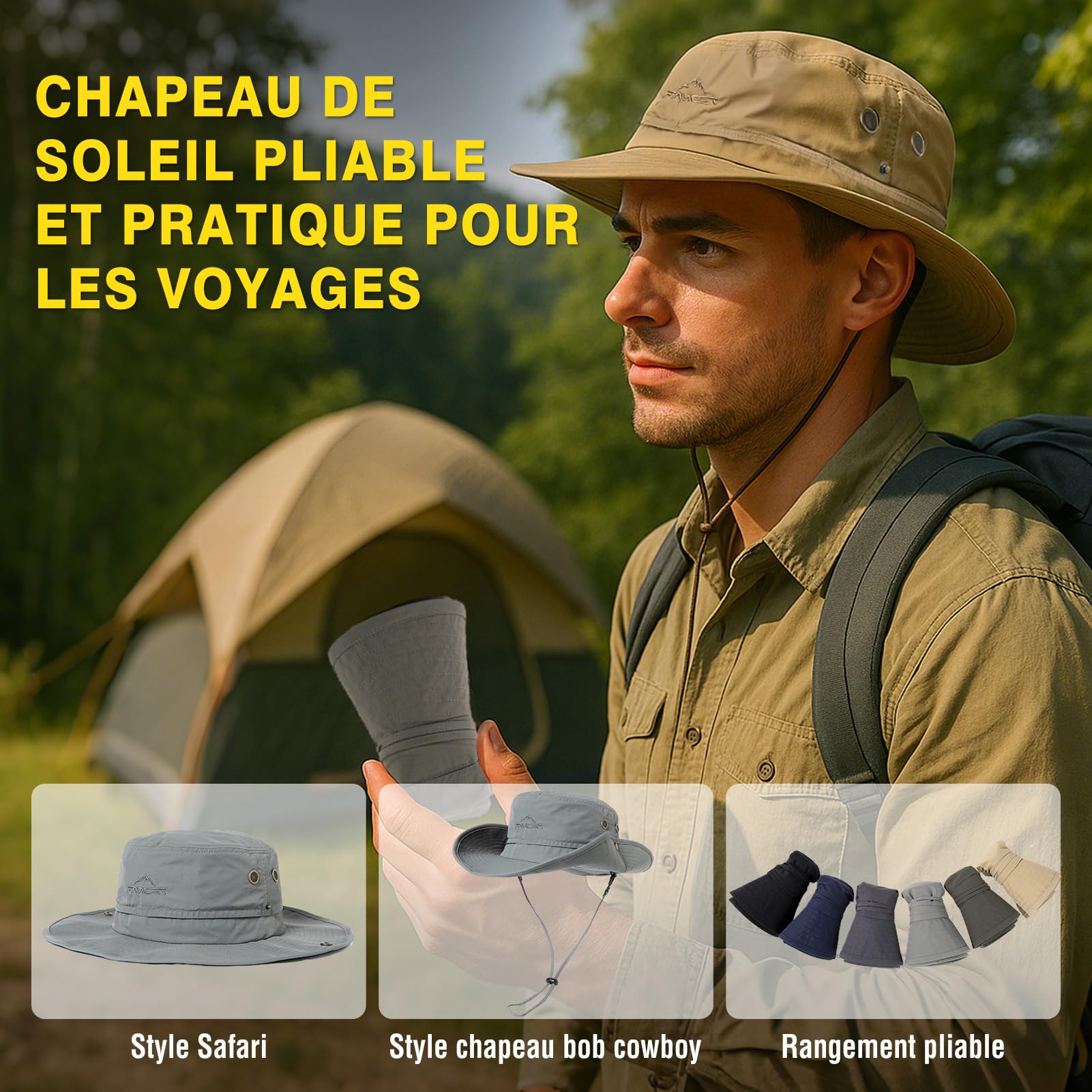 TOP-EX Chapeaux de Soleil Homme | Taille XXL-XXL | Étanche | UPF50+ | Protection UV | Bord Large | Bucket | Été | Voyage, Pêche, Randonnée | Têtes Grandes