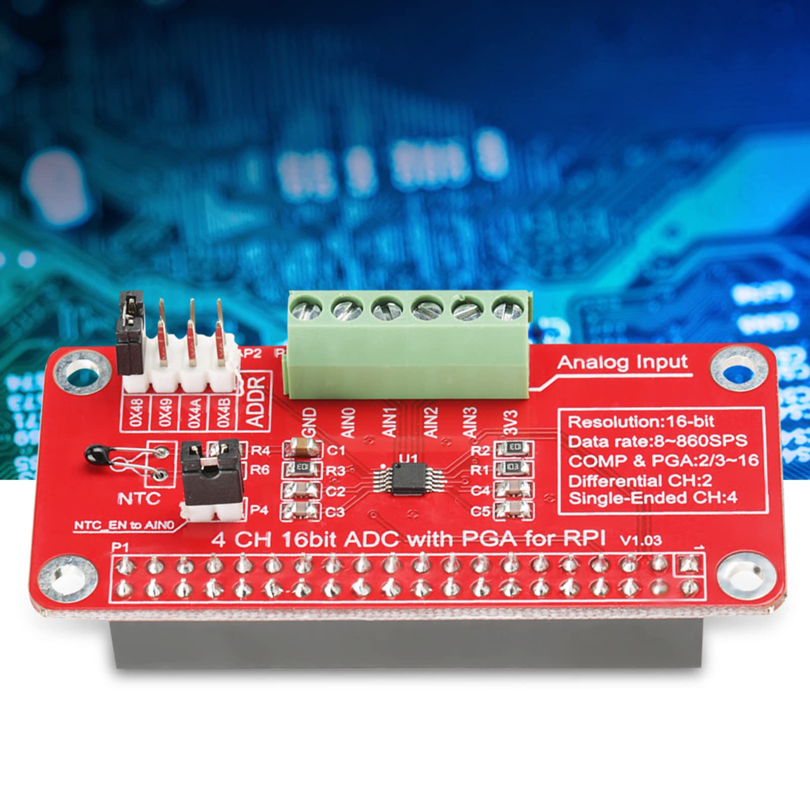 Módulo convertidor analógico a digital ADC de 16 bits para 3/2 / B +