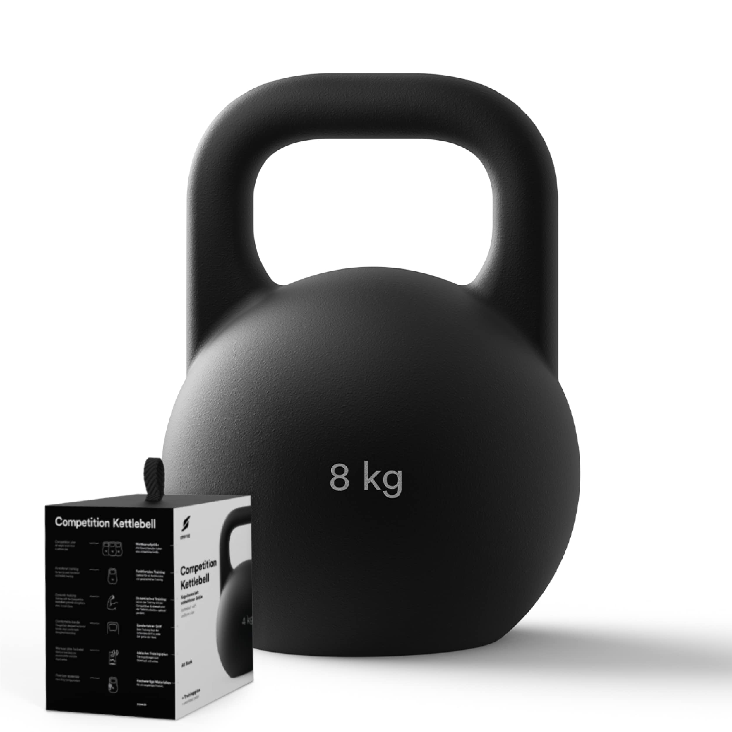 STRYVE Competition Kettlebell 4-16 Kg, hochwertige Kugelhantel aus Gusseisen incl. Trainingsplan