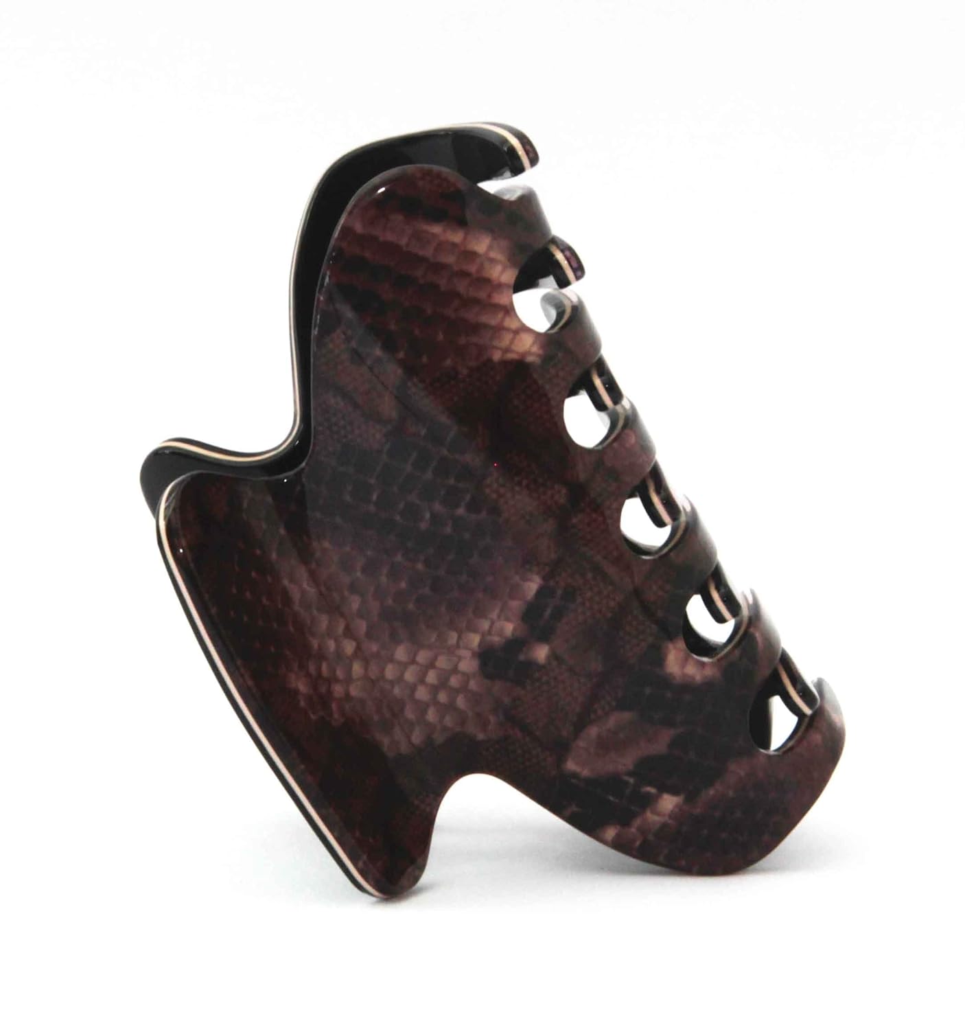 New Premium Editions French Hair Claw Clips Python Brown Lace Pattern Tortoise Shell 3 Inches Large Jaw Hair Clip Clamp O35