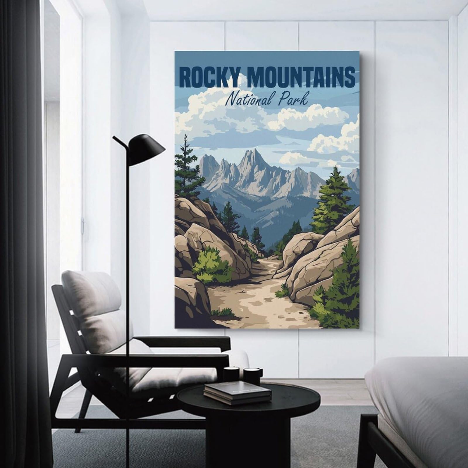 Junmoney Rocky Mountains National Park Room Decor Wall Art 24x36inch(60x90cm), for Bedroom Walls, Guest Spaces Or Lounges, An Easy Wall Refresh for Bedrooms