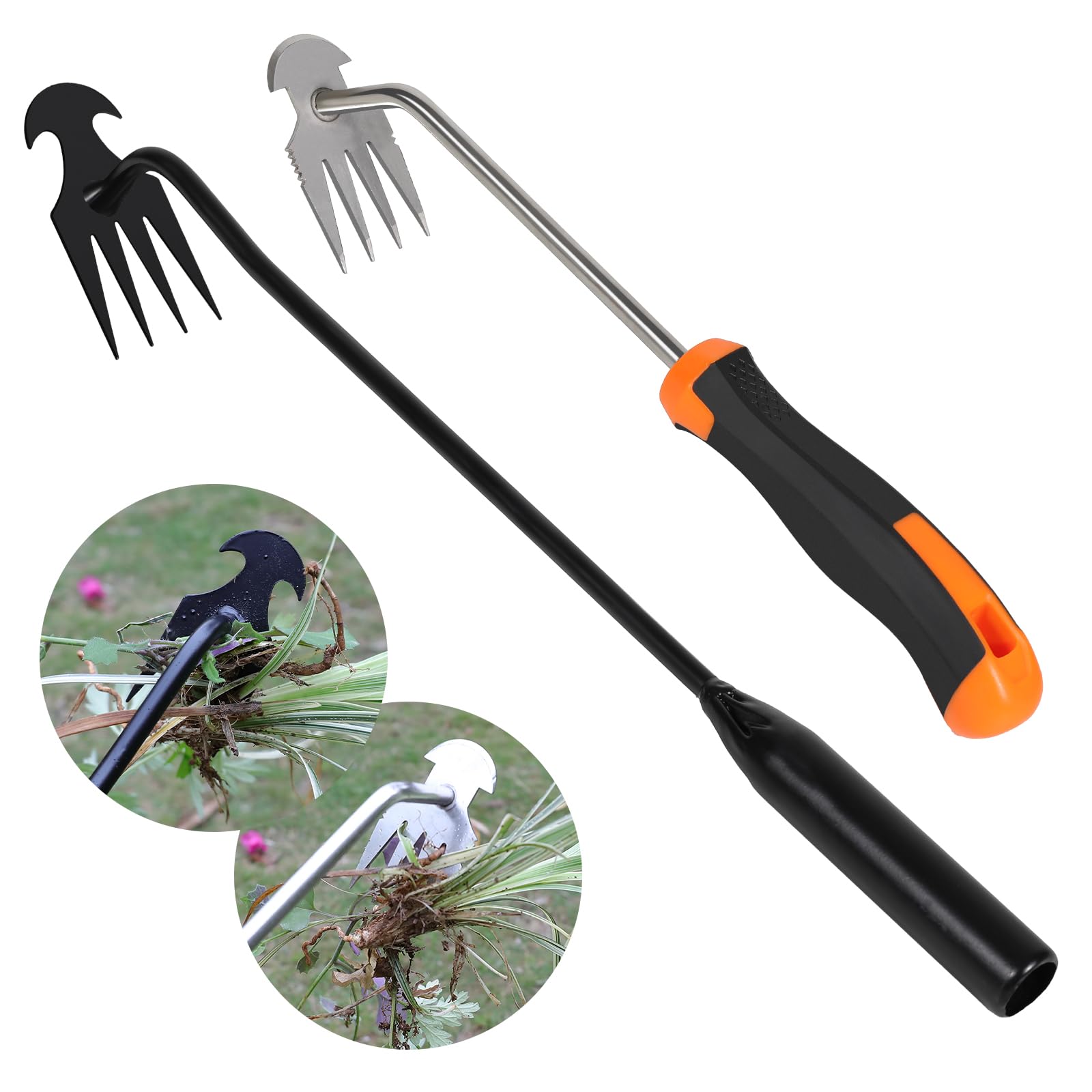 Unkrautabzieher, tragbares Unkraut-Werkzeug, Manganstahl, Gartenarbeit, für Handjäter für Gemüsegarten, Hinterhof, Bauernhof, Pflanz- und Entwurzelungswerkzeug (2 Stück)