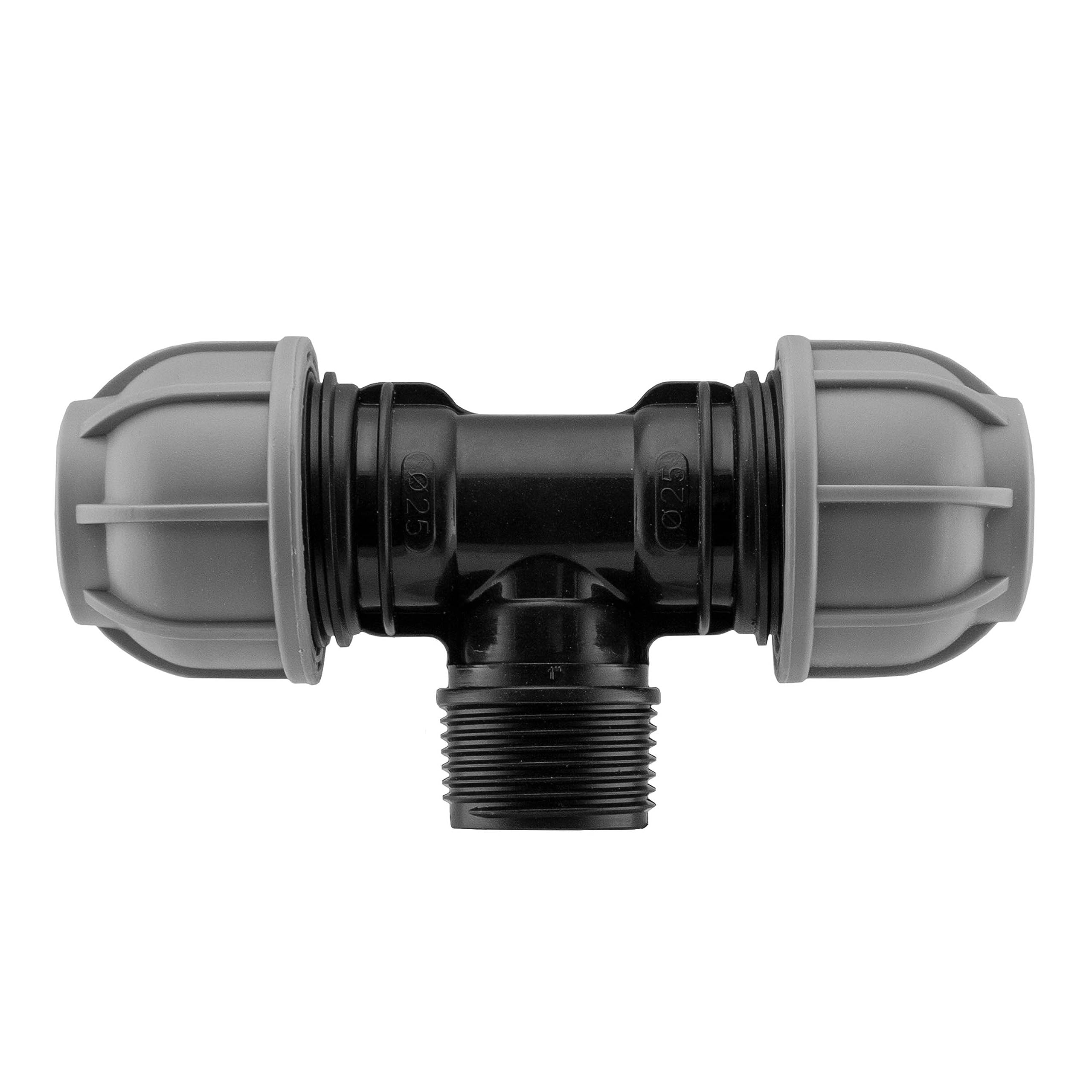mdpe Compression Water Supply Pipe Fitting to Metal Butterfly Valve-Universal Click-Lock Hose Connection kit,for 20mm,25mm or 32mm Pipe (25mm tee) - Image 3