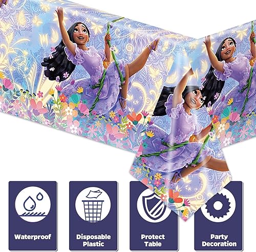 Miniatura 2 de Nuwontun 3 manteles de fiesta de Isabella con temática de Encanto Isabella, decoraciones de fiesta de cumpleaños, cubierta de plástico desechable