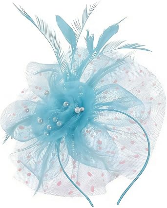 Fascinator Headband - Vintage Tea Party Hat with Feathers & Mesh for Women Derby Hats Wedding Flower Feathers Hair Clip