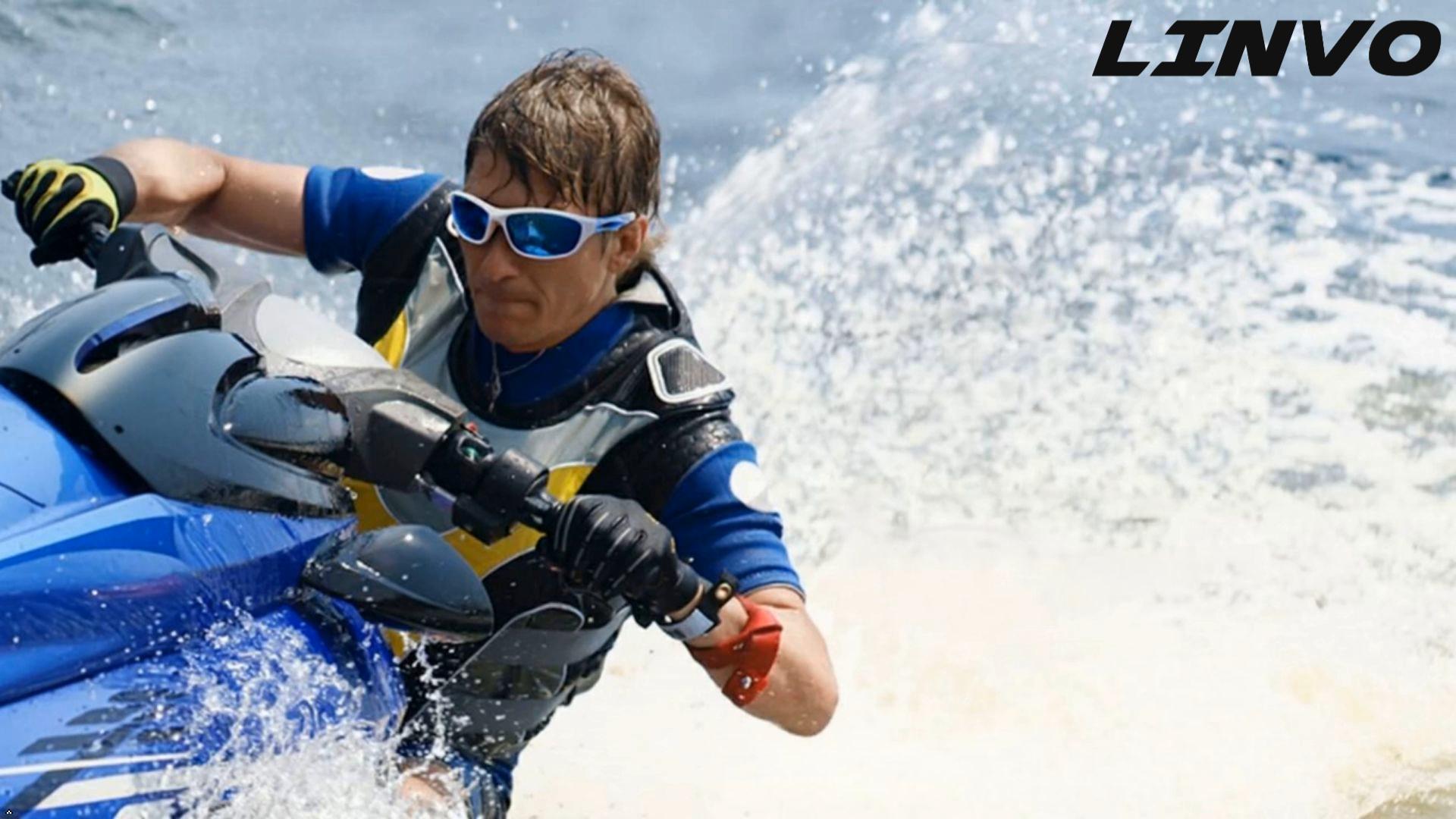 LINVO Lunettes De Soleil Homme Polarisées TR90 Sport - Légères Conduite Cyclisme Pêche UV400 CAT 3