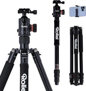 Rollei C6i - Camera Tripod Head with Pocket - Aluminium - Arca Swiss | Compact tripod with 360° ball head and case Arca Swiss compatible with DSLR & smartphone stand with monoppod function