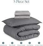 Bare Home Bed-in-A-Bag 5 Piece Comforter & Sheet Set - Twin XL - Down Alternative - Ultra-Soft 1800 Premium - Hypoallergenic - Breathable Bedding Set (Twin XL, Grey/Light Grey)
