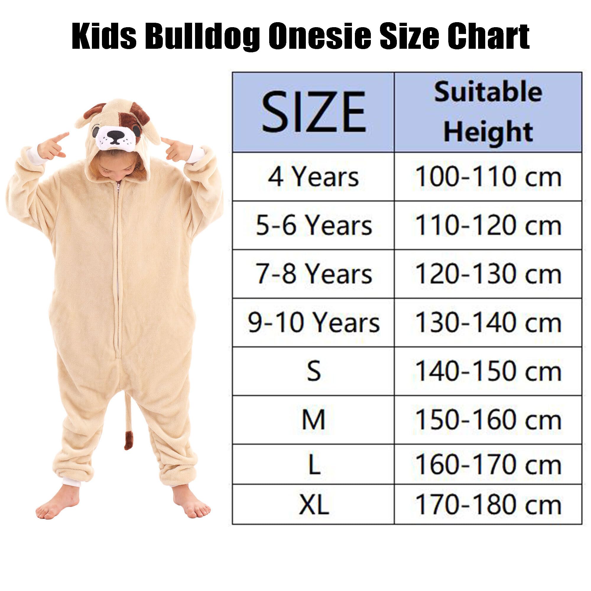 WAFUNNE Costume grenouillère animal pour enfants, garçons, filles, femmes, hommes, cosplay, Halloween, bouledogue