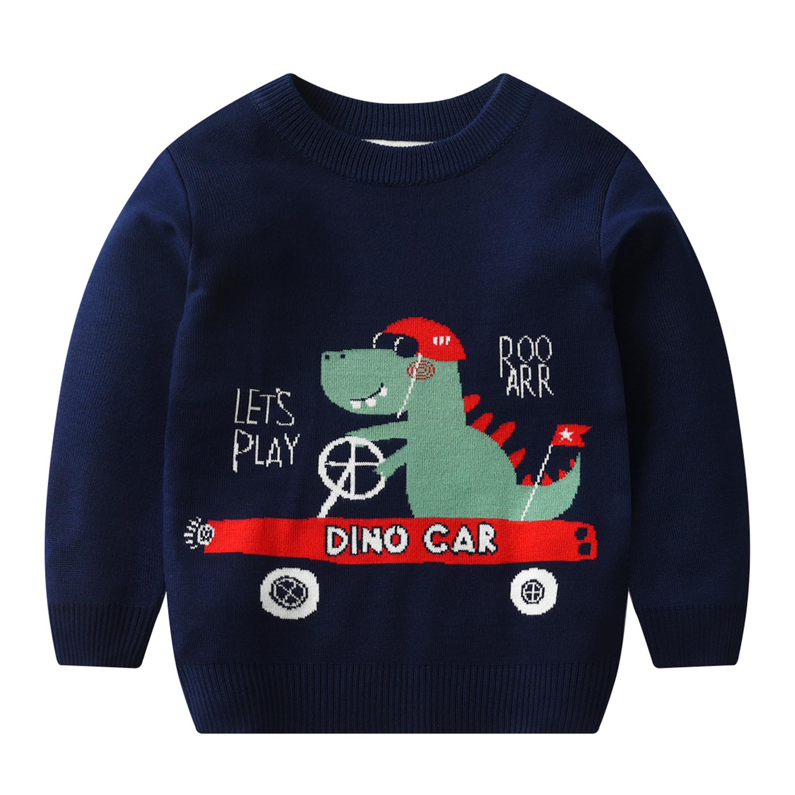 FROHETG Toddler Boys Girls Reindeer Cartoon Crew Neck Long Sleeve Tops Pullover Spring Kids Birthday Sweaters