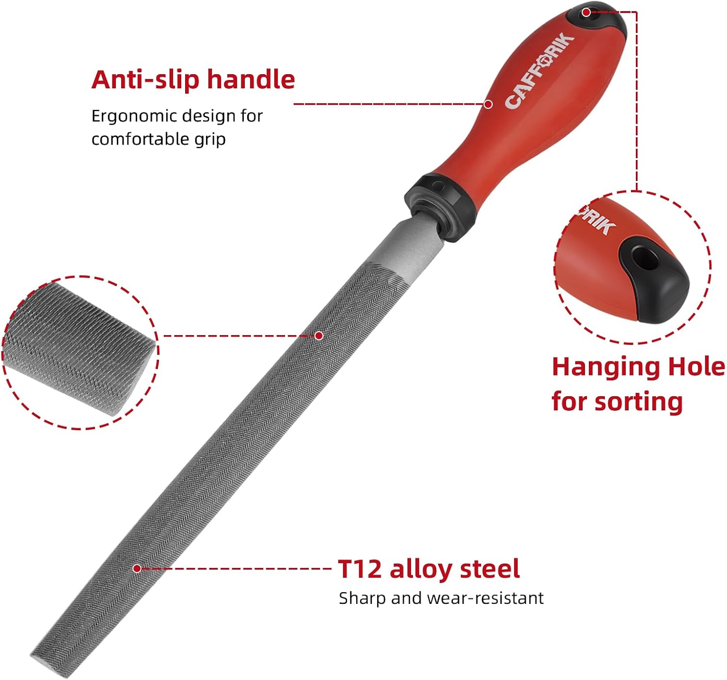 4PCS Metal File Set, 8-Inch, High-strength carbon steel file, Flat/Half round/Round steel file with Handle, Wire Brush, Hand Files Work for Metal, Wood and More