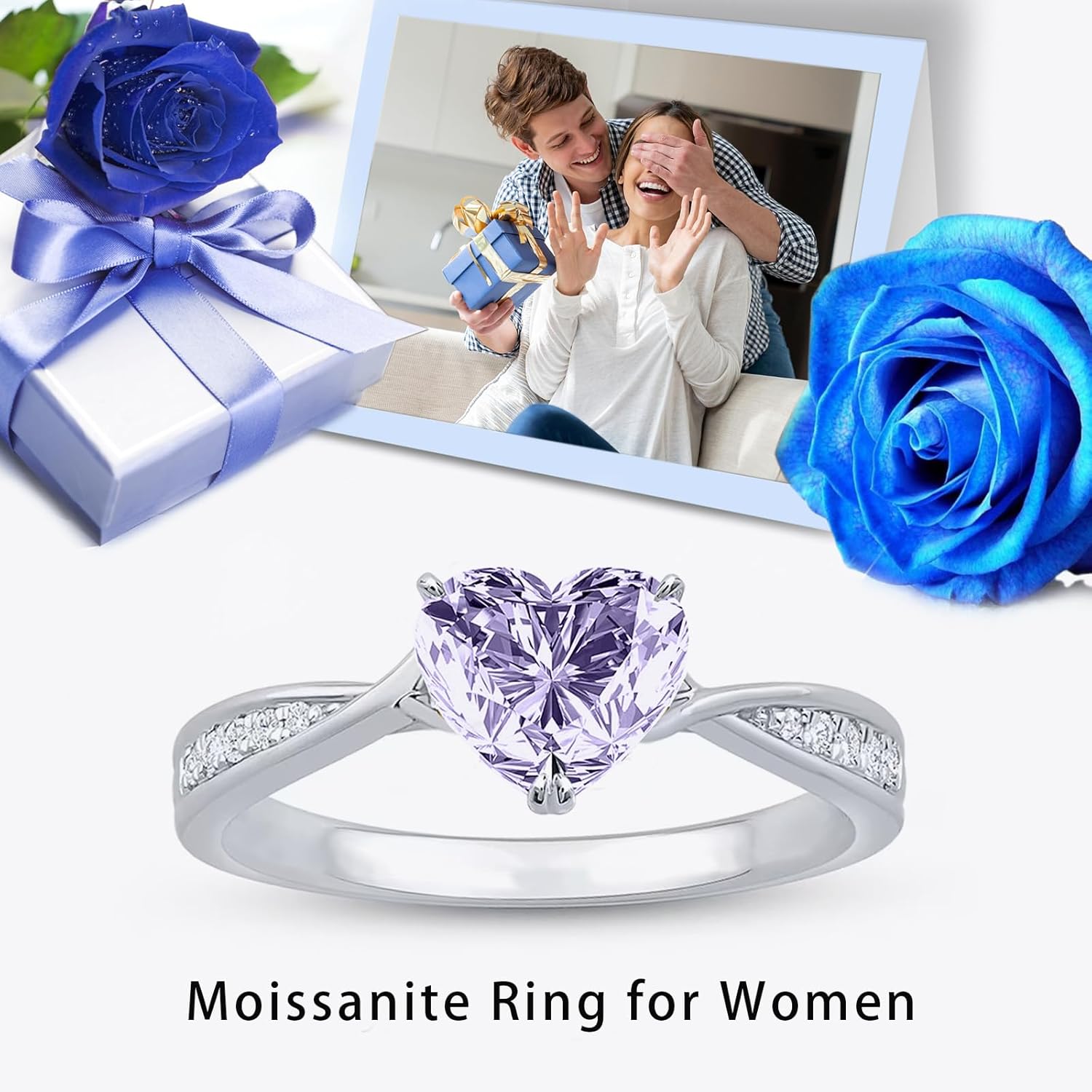 Green/Blue/Purple/Pink Moissanite Ring 925 Sterling Silver Personalized Lab Created Moissanite Engagement Ring D Color VVS1 Clarity Anniversary Jewelry Gifts for Women Wife