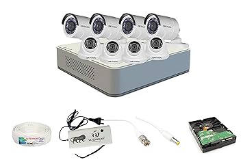 SIA TECHNOLOGY Hikvision 2MP 8 Ch HD DVR & 2MP 4 Dome -4 Bullet Camera HD Combo kit, Include All Require Accessories for 8 Camera Installation