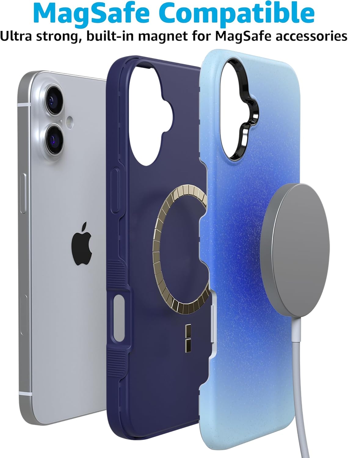 Casely iPhone 16 Case | Cobalt Clarity | Blue Aura | Bold Protective Design | MagSafe Compatible Design