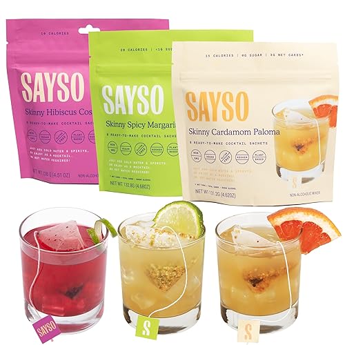 Miniatura 35 de SAYSO Skinny Cardamom Paloma La batidora de bolsas de té de cóctel original artesanal Orgánico, certificado sin gluten, sin OMG < 15 cal, 0.00