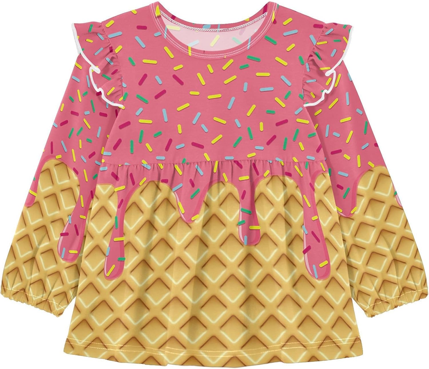 visesunny Toddler Clothes for Girls Pink Waffle Candy Long Sleeve Fall Shirts Cotton Top with Ruffle Collar