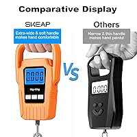 Vista 2 de SKEAP Báscula de pesca digital para colgar, báscula de equipaje de 110 libras, mango grande mejorado y pantalla LCD retroiluminada, balanza Naranja