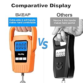 SKEAP Digital Fish Scale Hanging Scale Fishing Scale,110lb/50kg Luggage Scale,Upgrade Large Handle & Backlit LCD Display, Electronic Balance Digital Fishing Postal Scale,Orange,Fishing Gifts for Men