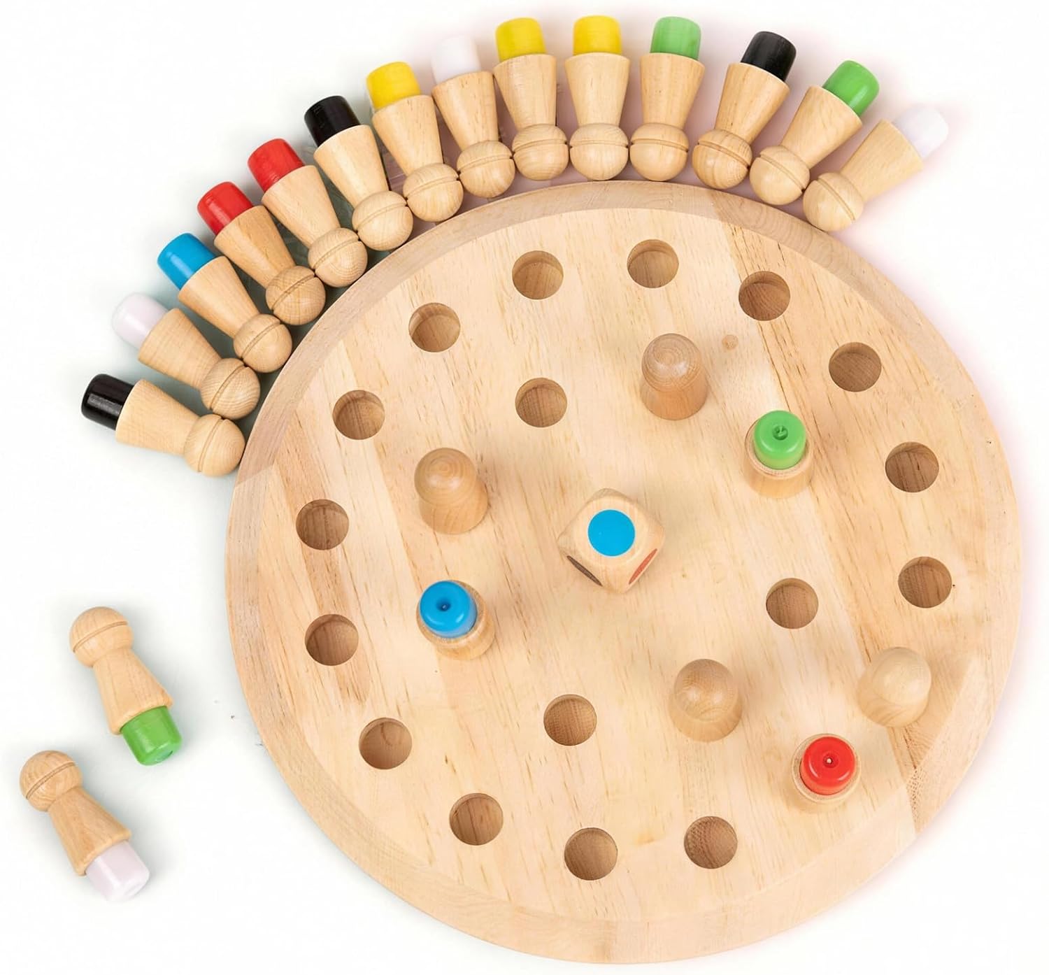 Memory Chess Wooden Children Memory Game Montessori Toy from 4 Years Chess Game Educational Toy Improves Memory and Color Perception Birthday Gifts for Children