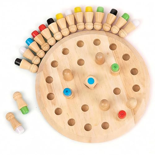 Jeux de Mémoire en Bois, Échecs de Jouets Montessori Enfant,
