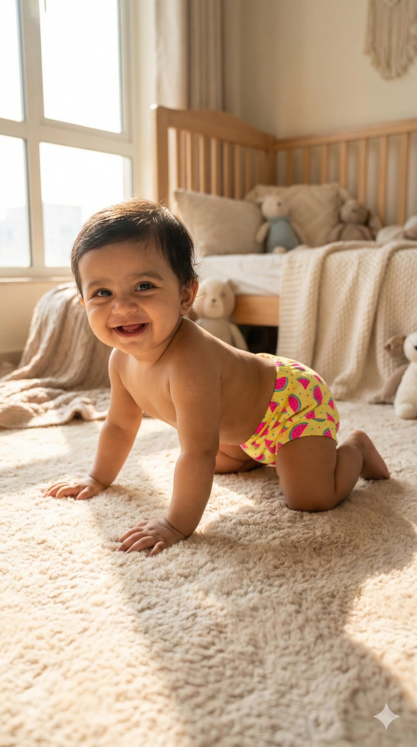 ASJAR Baby Cloth Printed Diaper | Reusable & Washable Nappy for 6 Months to 3 Years | Soft Cotton, Comfortable Fit | Pack of 2 | Size : S,M,L | Multicolor (S) 2