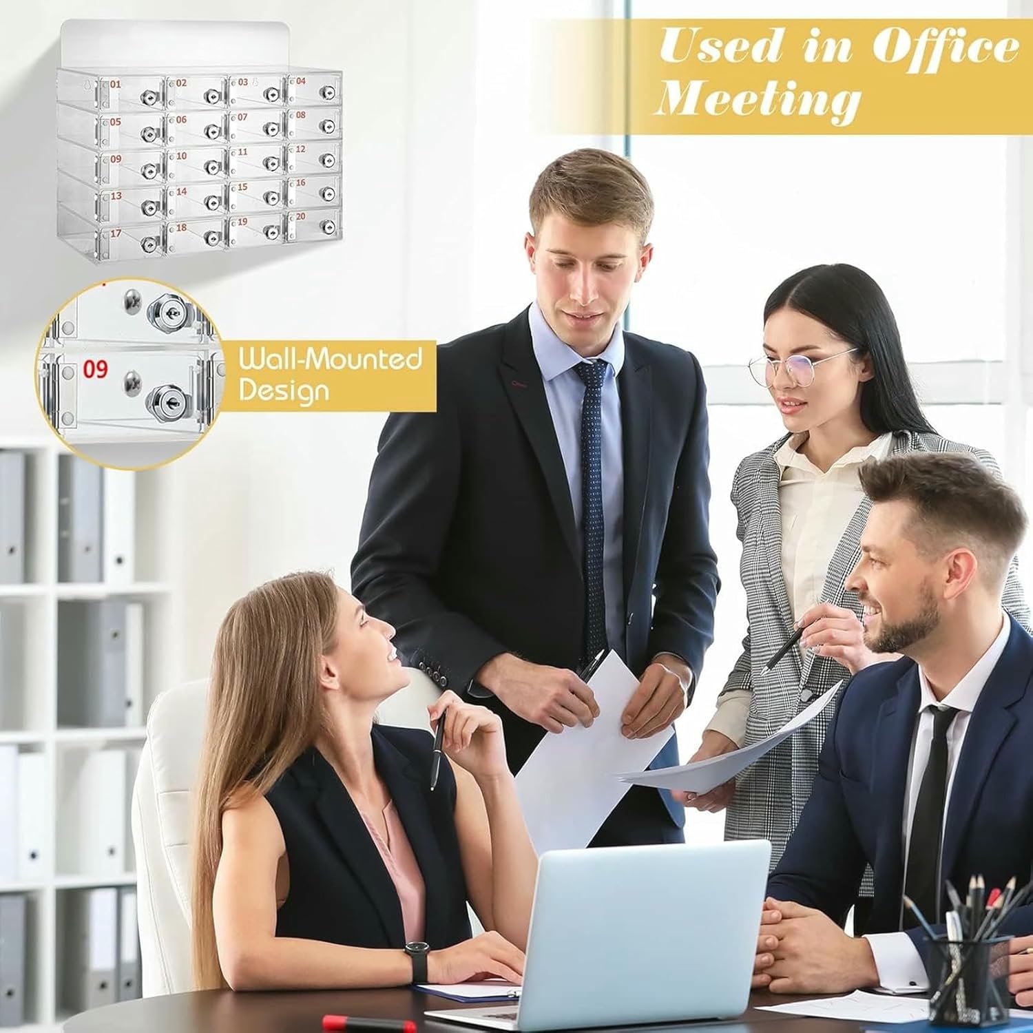 Acrylic Wall Mounted Cell Phone Storage Locker Box with Keys, for Office School Classroom Factory Secure and nized Storage Solution