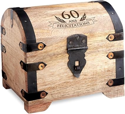 Casa Vivente Coffre En Bois Style Coffre Au Tresor Avec Gravure Cadeau D Anniversaire 60 Ans