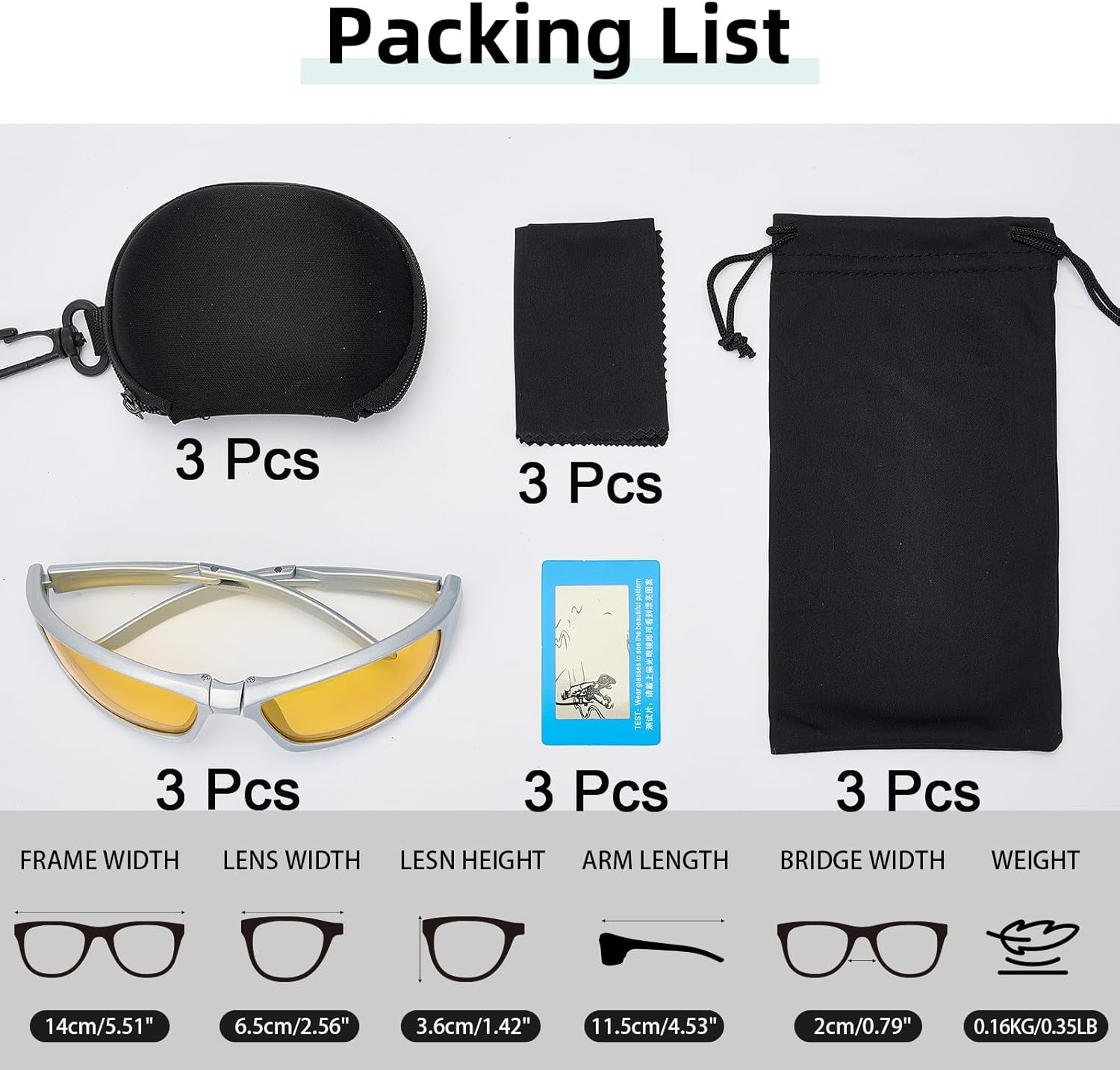 Yellow Glasses 3 Pack – Folding Sunglasses Polarized UV400 Protection Trendy Fold Up Sun Glasses