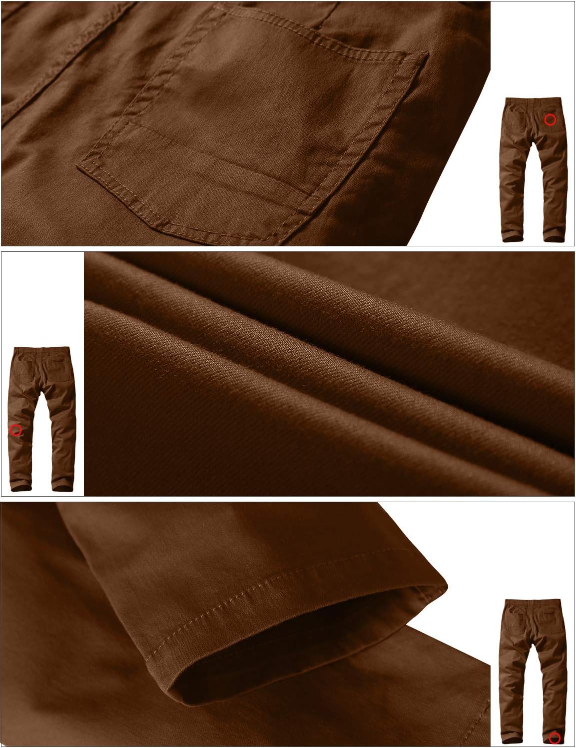 Match Mens Slim-Tapered Flat-Front Casual Pants (34, 8105 Light Brown) - Image 6