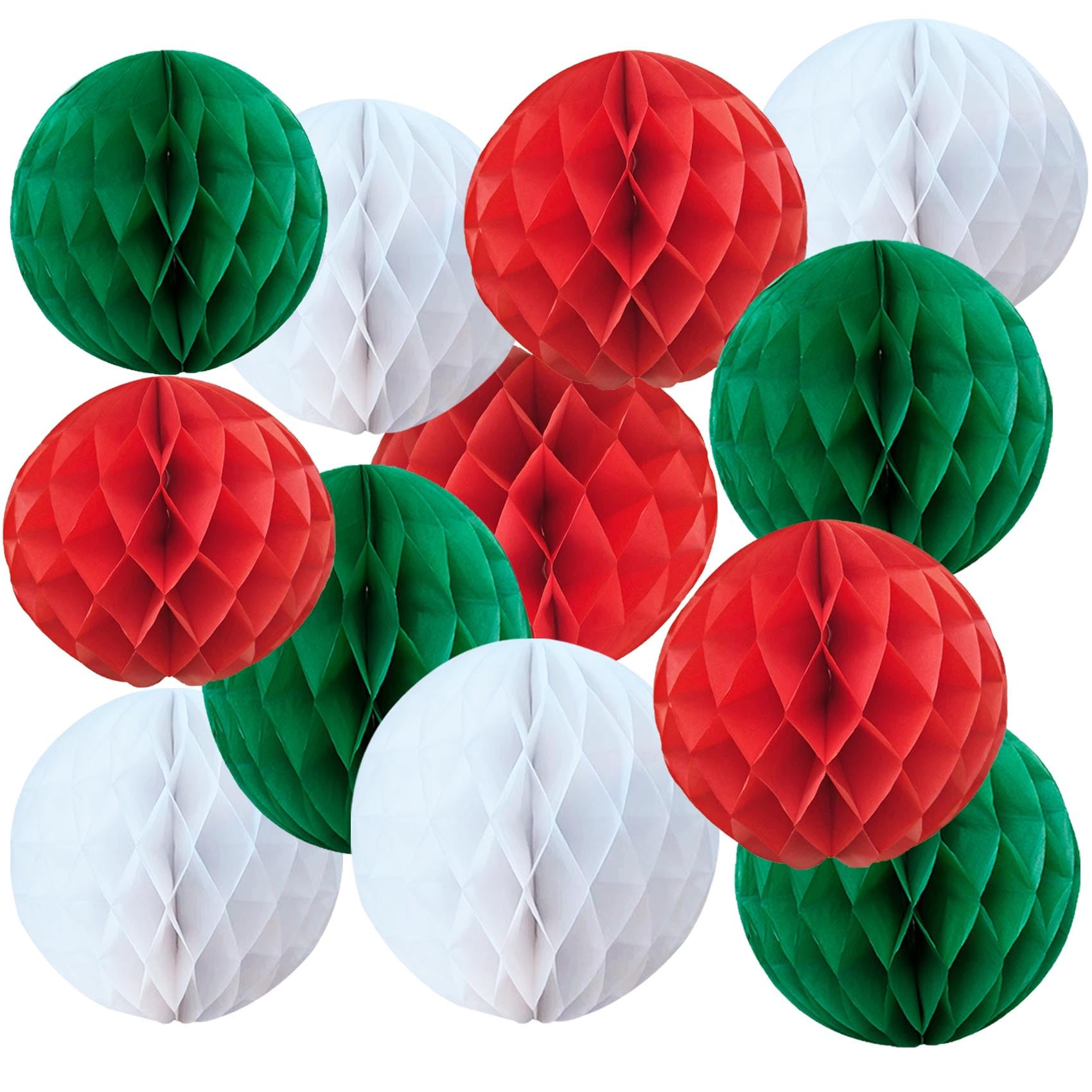 Christmas Red White Green Tissue Honeycomb Balls Xmas Hanging Party Decor