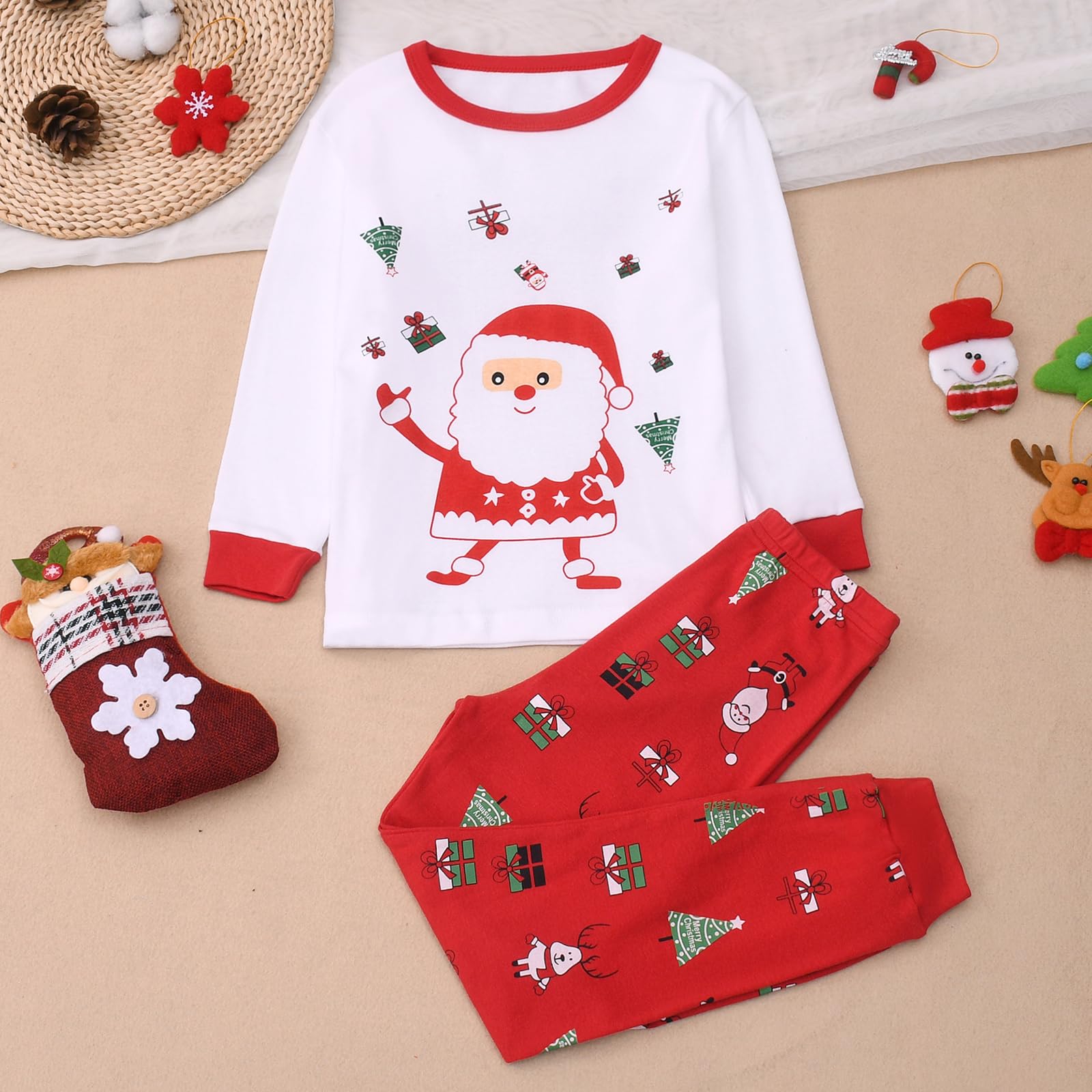 Gumyoss Pigiama di Natale per Bambini Pigiama per Bambine Maniche Lunghe Cotone Due Pezzi 2-12 Anni