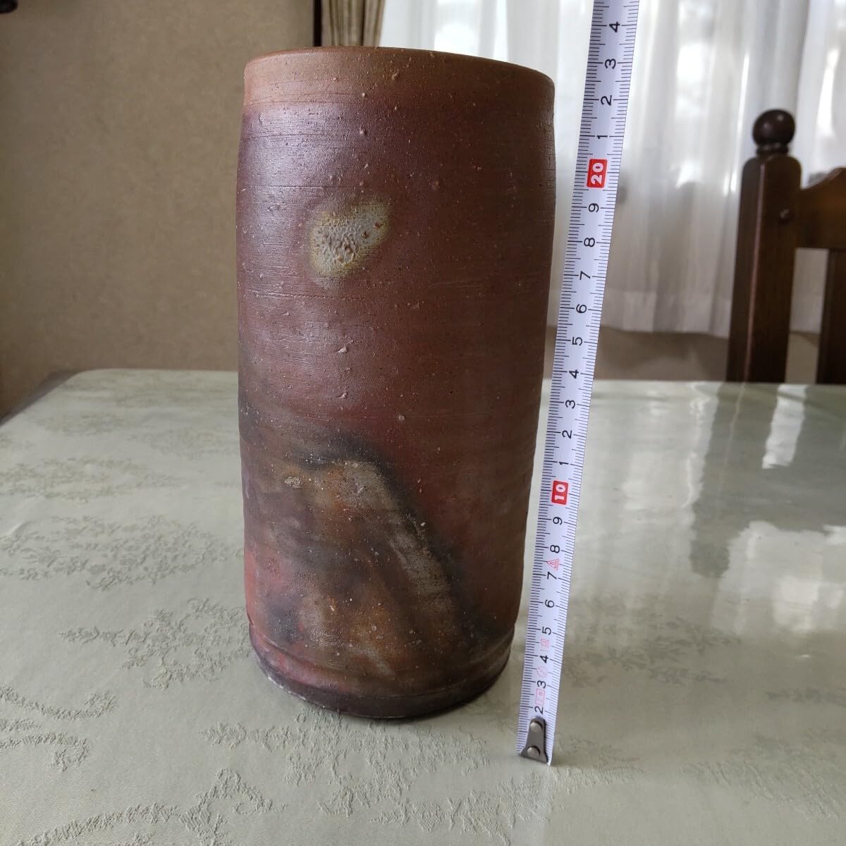 美しい備前焼花瓶 盧山窯【武用君彦作】共箱 とっても不思議な花瓶です