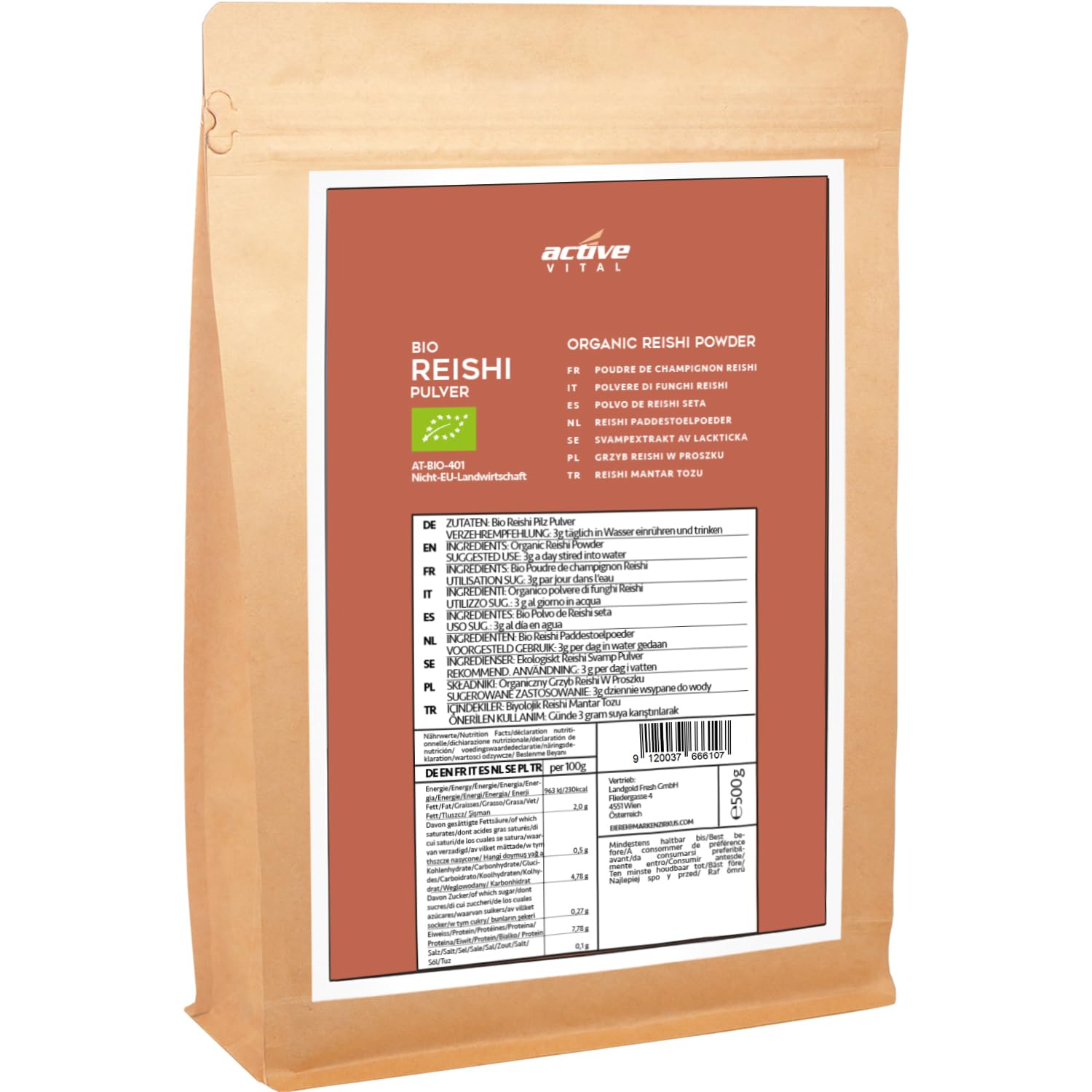 Reishi-Pulver-Bio 500g Vital Pilz 100% natürlich