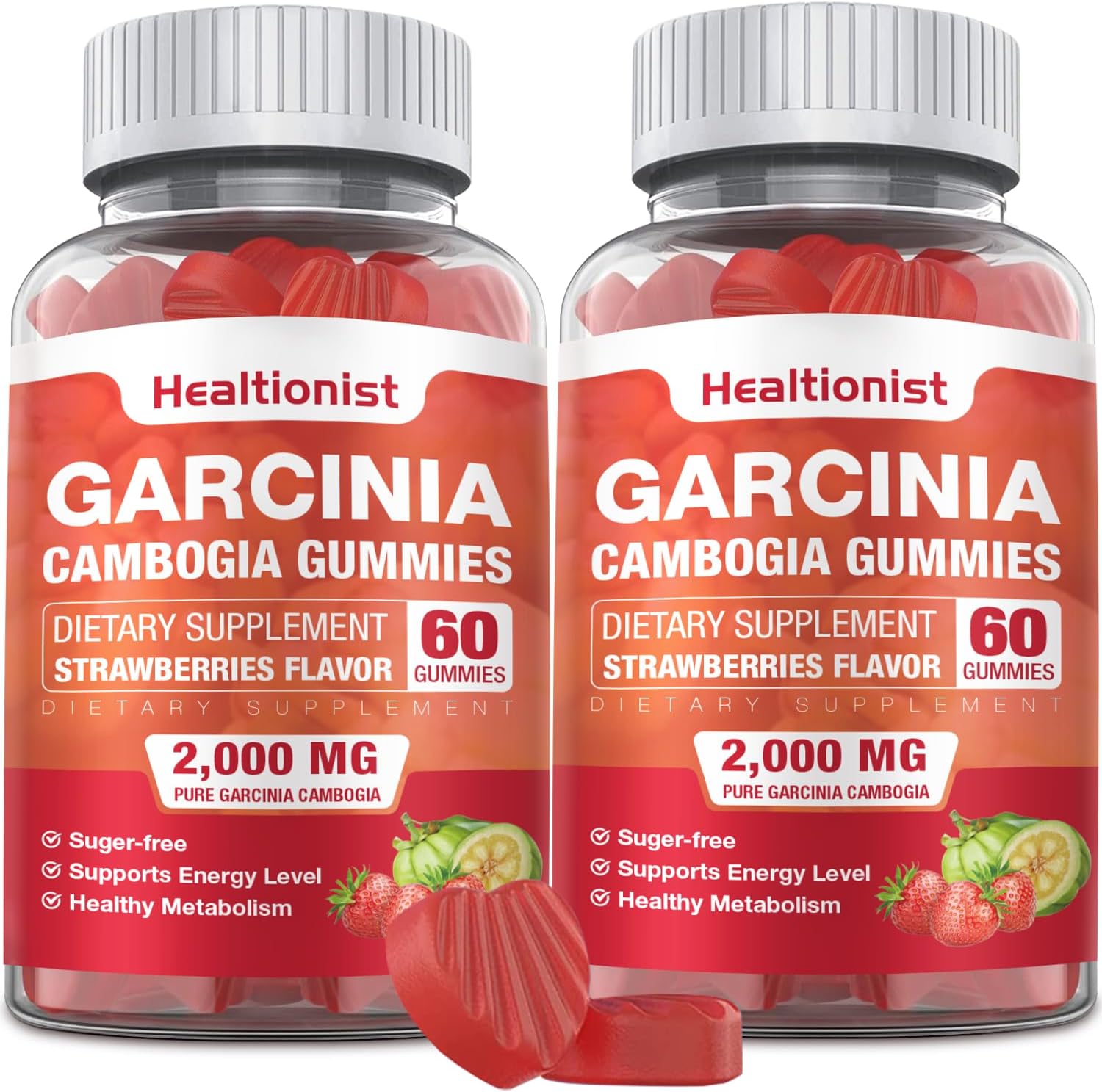 Healtionist 2 Packs Sugar Free Garcinia Cambogia Gummies for Weight Management