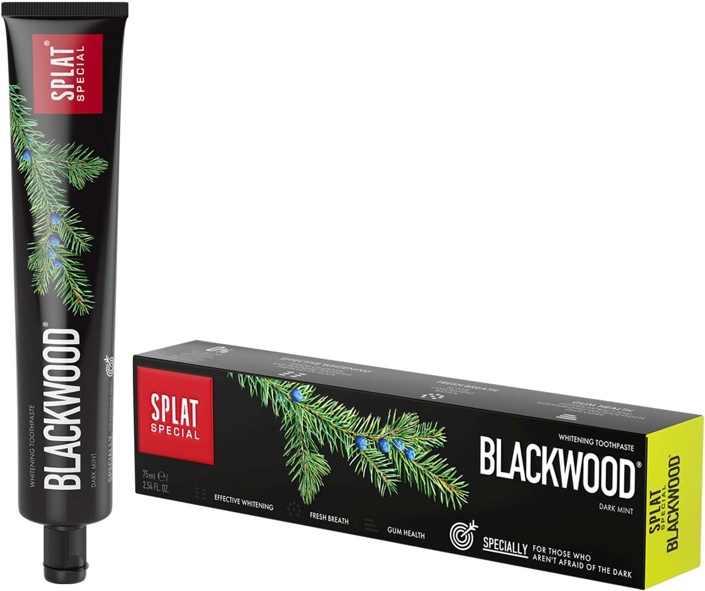 SPLATSpecial Black Wood Dark Mint Whitening Toothpaste|Activated Charcoal|Natural|Fights Plaque|Visibly Whitens Teeth|Enamel Protection|Fresh Breath|Gum Health|Cavities Protection|Deep Cleaning|75ml
