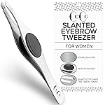 Tweezers for Facial Hair Women & Men - Stainless Steel Slant Eyebrow Tweezers with Hand-Sharpened Tips for Fine Hair Removal, Precision Shaping & Detail Work