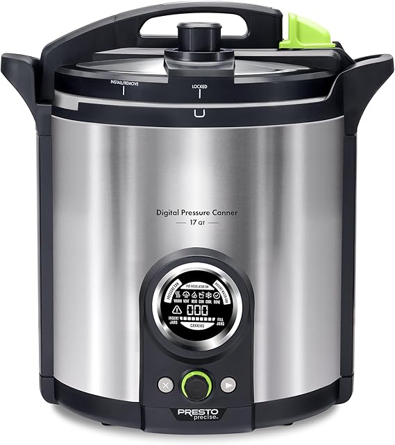 Presto 02152 17-Quart Digital Pressure Canner - Digital Display, Waterbath Capable, 10 Built-In Safety Features, Recipe Book, Stainless Steel