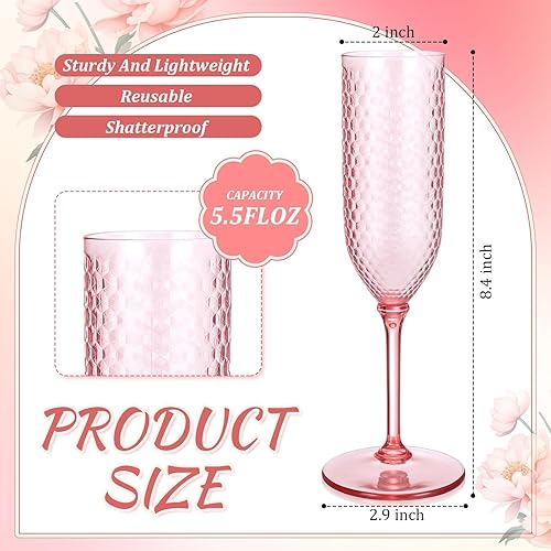Miniatura 3 de Remerry Paquete de 48 copas de champán de plástico desmontables de 5.5 onzas, copas de champán desechables a granel, copas de vino reutilizables