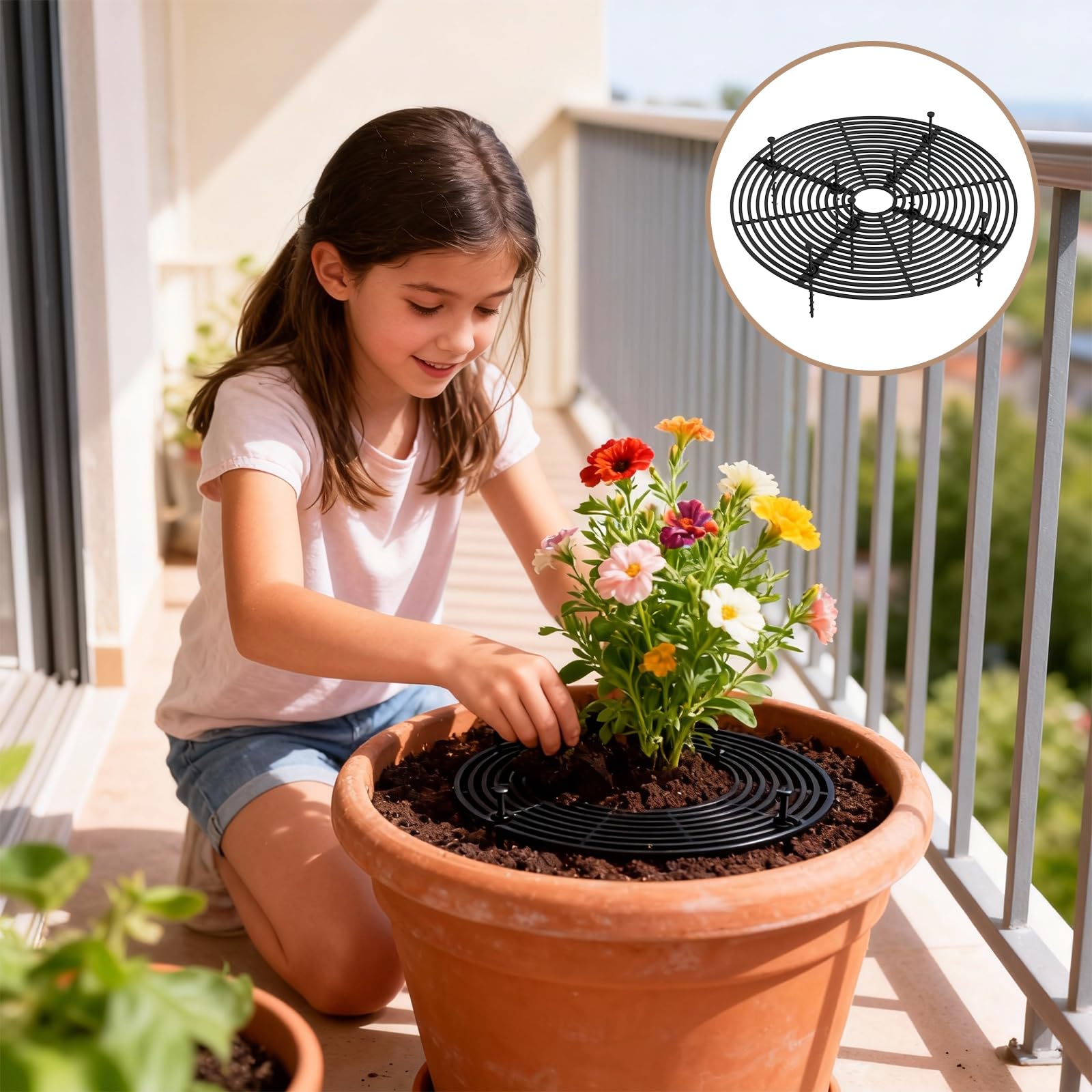Zimoer Lot de 2 cache-pots de fleurs coupables pour chats et bébés - Protection de pot de fleurs en plastique pour enfants et animaux domestiques (rond, noir, 30 cm)