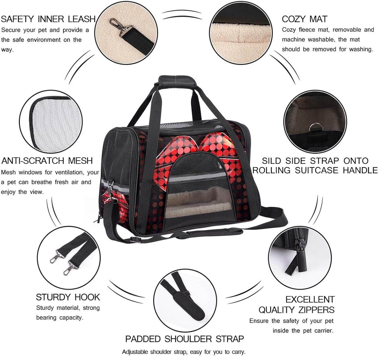 キャリーバッグ マット付き ペットキャリーバッグ 通気性 犬キャリー 3way ショルダー コンパクト 手提げキャリーバッグ,ガラス